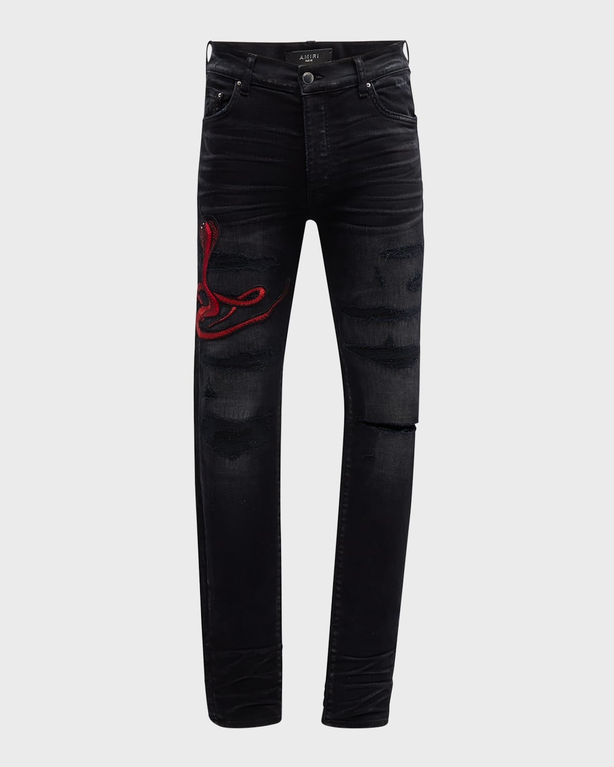 AMIRI Men's Snake Applique Skinny Jeans neimanmarcus REVERSIBLE