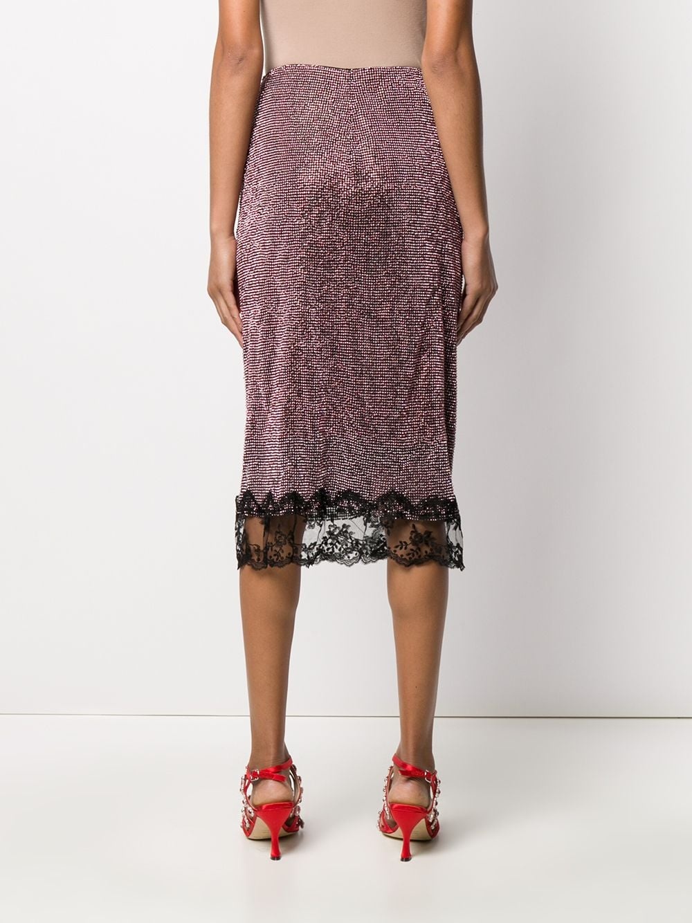 crystal-embellished mesh midi skirt - 4