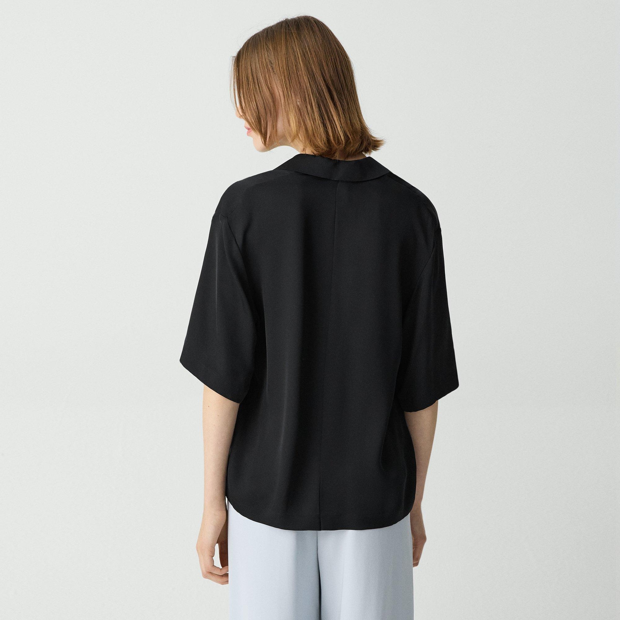 Oversized Polo Shirt in Silk Georgette - 4
