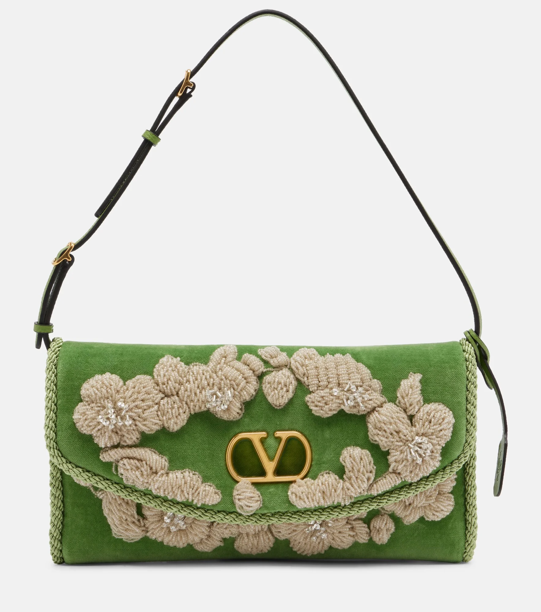 DeVain embellished velvet shoulder bag - 1