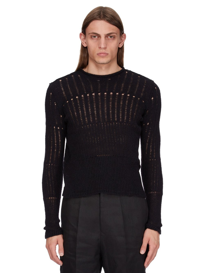 Black Hollywood Cropped Biker Round Neck Sweater 1