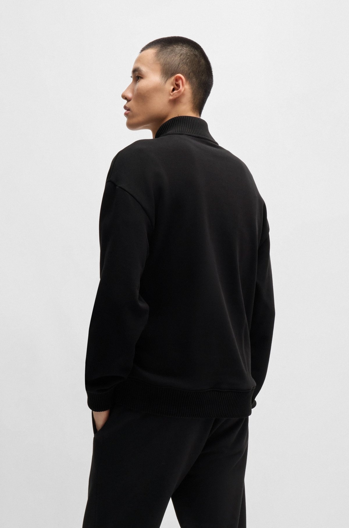 LOGO-PRINT ZIP-NECK SWEATSHIRT IN COTTON TERRY - 5