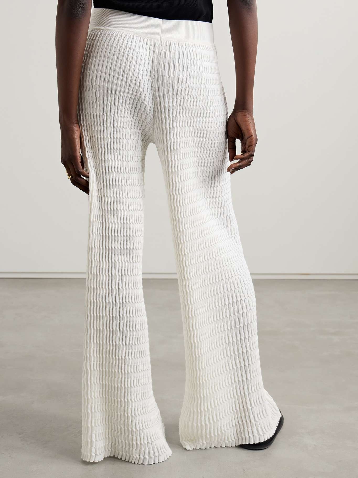 Ribbed cotton wide-leg pants - 4