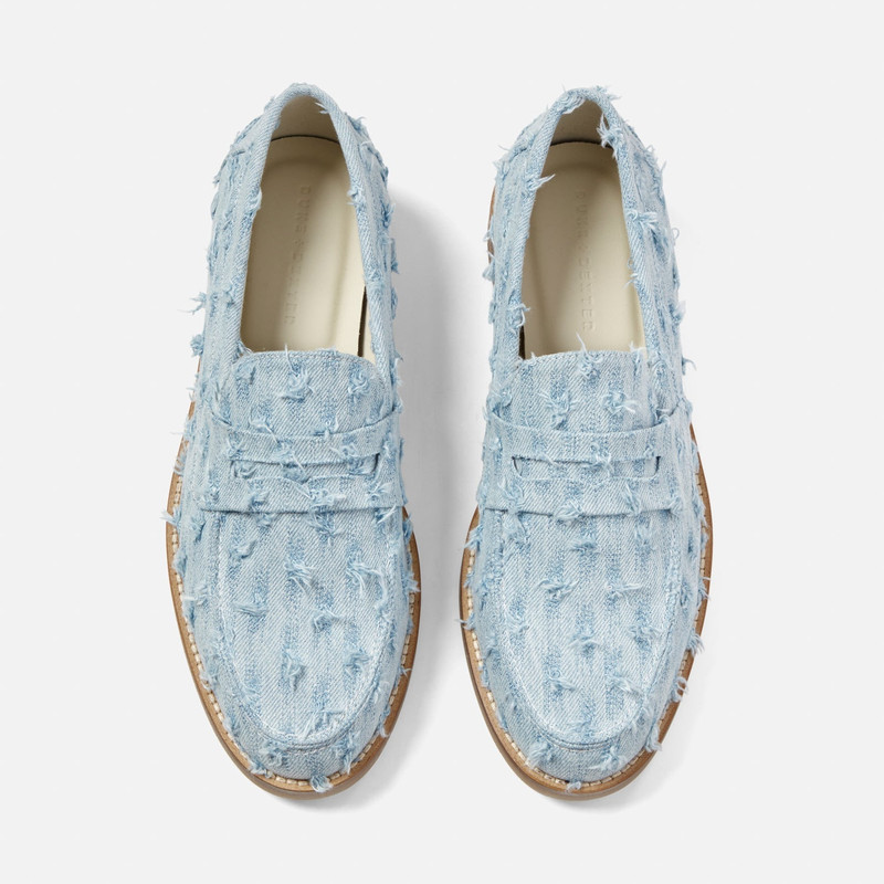 DUKE + DEXTER Wilde Blue Punched Denim Penny Loafer - Men's outlook