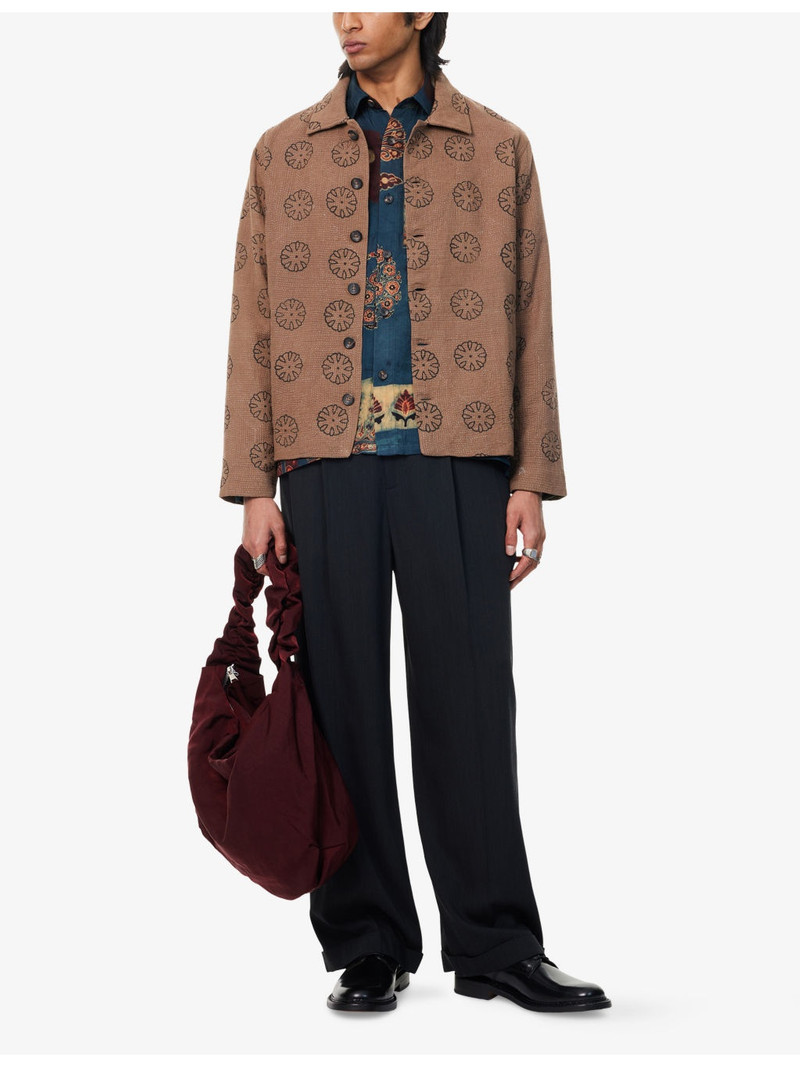 KARTIK RESEARCH Graphic-Print Cropped Cotton Quilted Jacket outlook