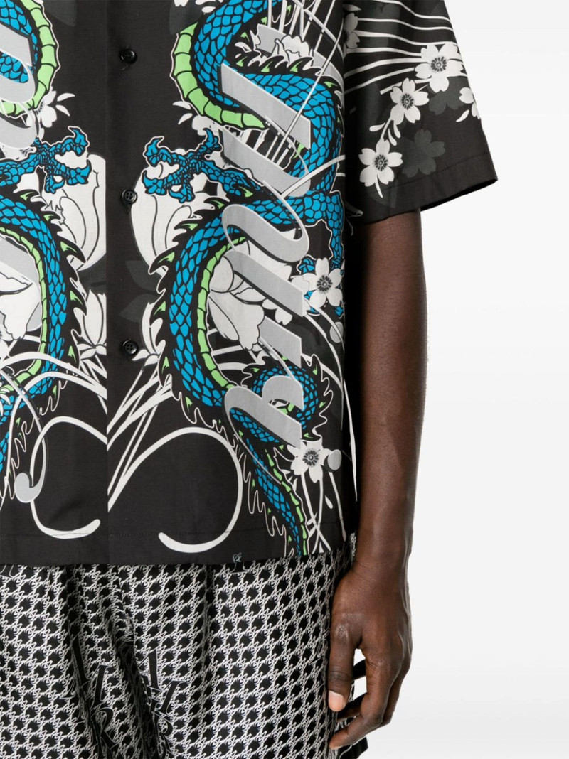 Dragon printed bowling shirt 5