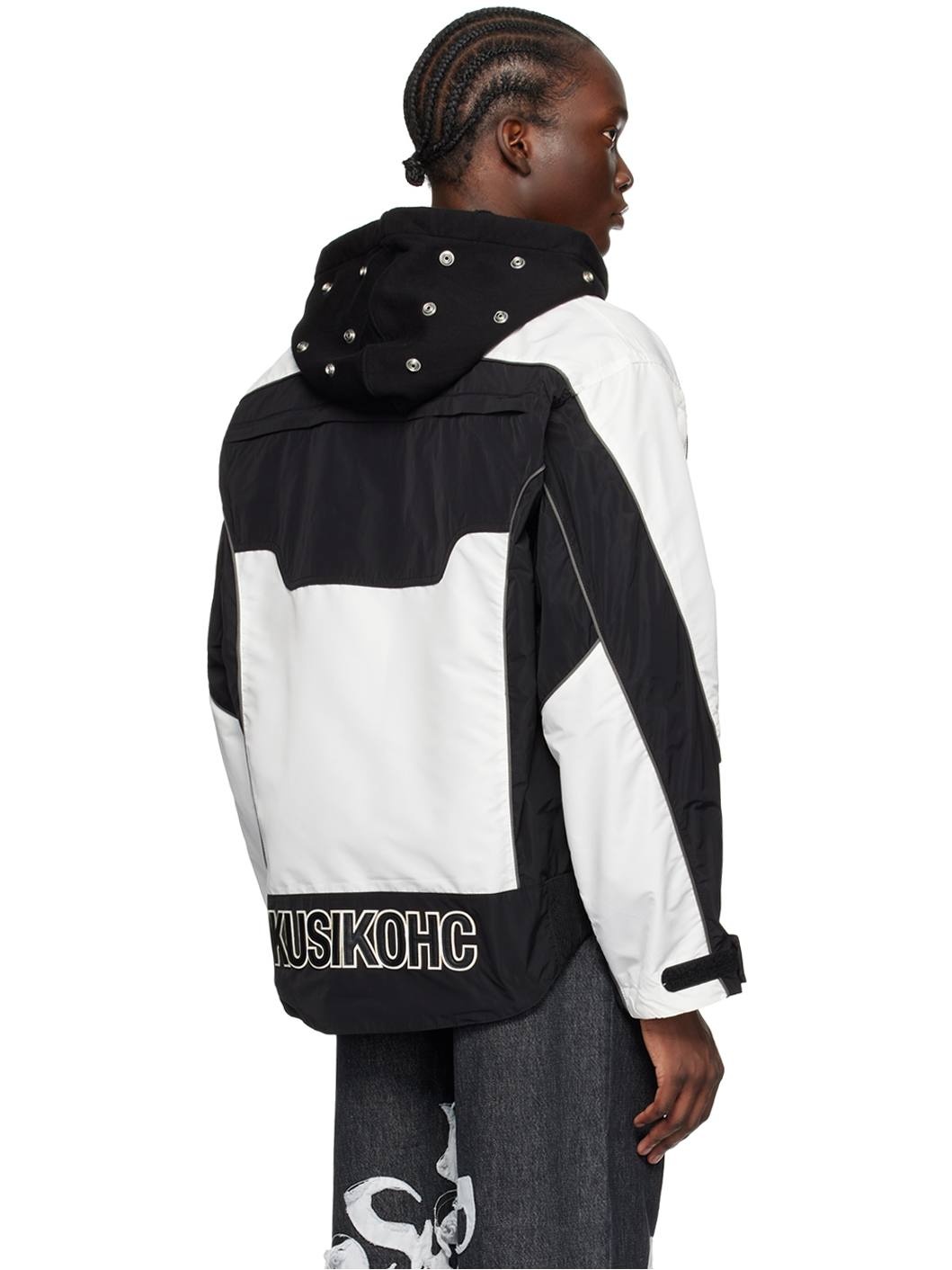 Black & Off-White Rider Jacket - 3