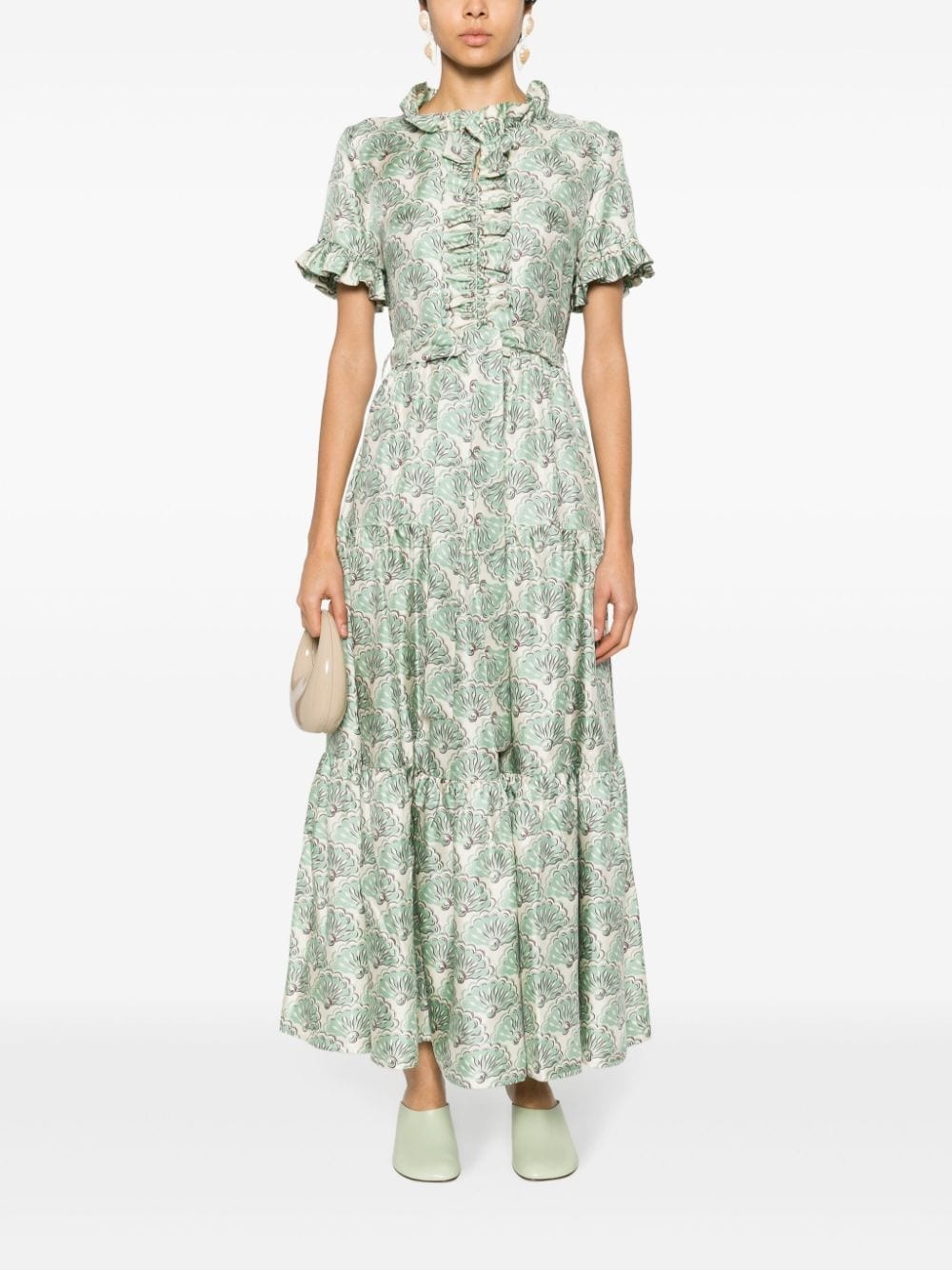 fan-print maxi dress - 2