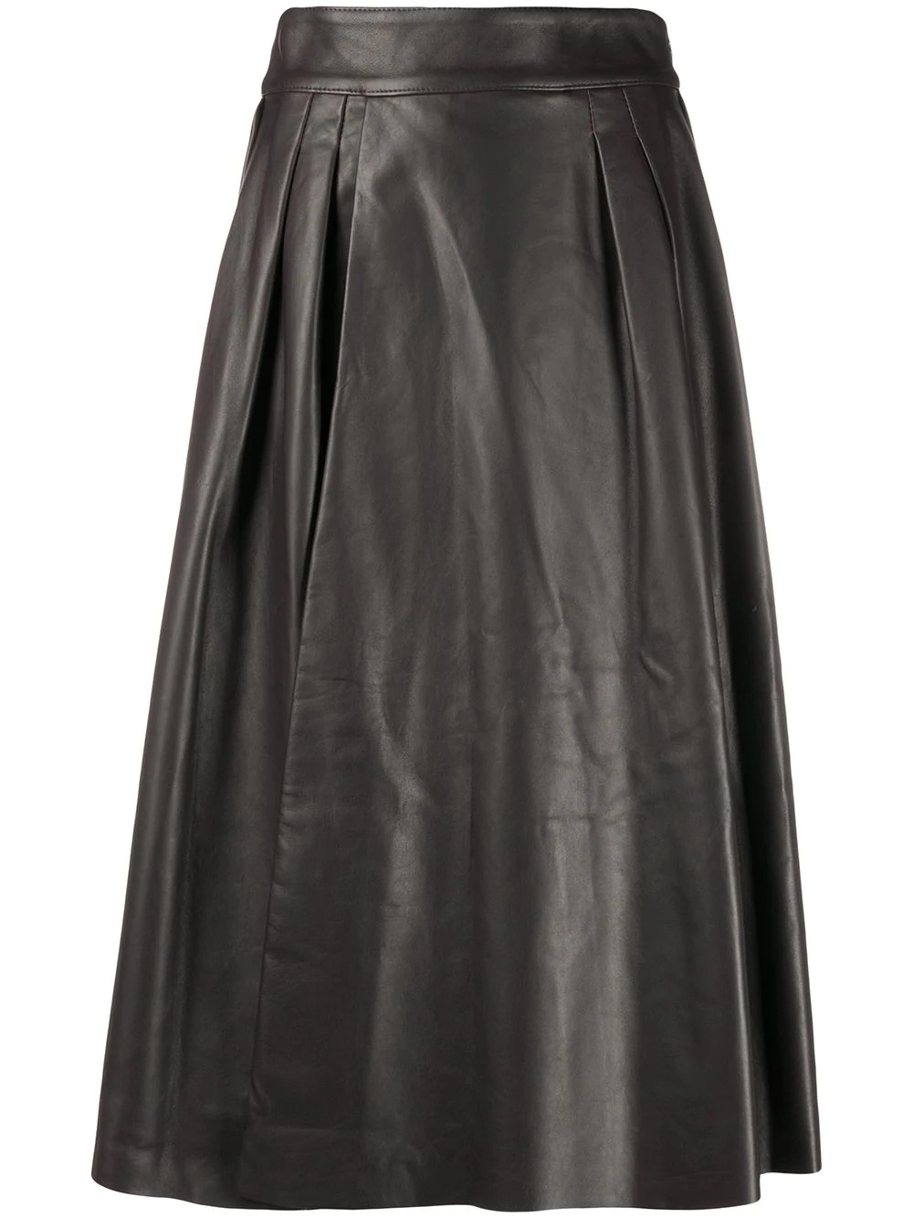 pleat-detail leather skirt - 1