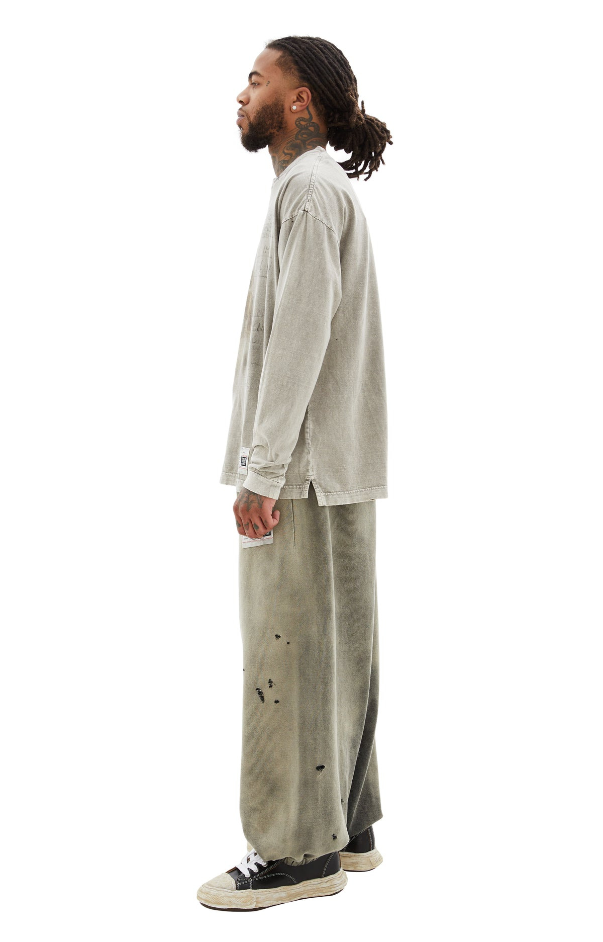 BLEACHED LONG SLEEVE T-SHIRT (BEIGE) - 2