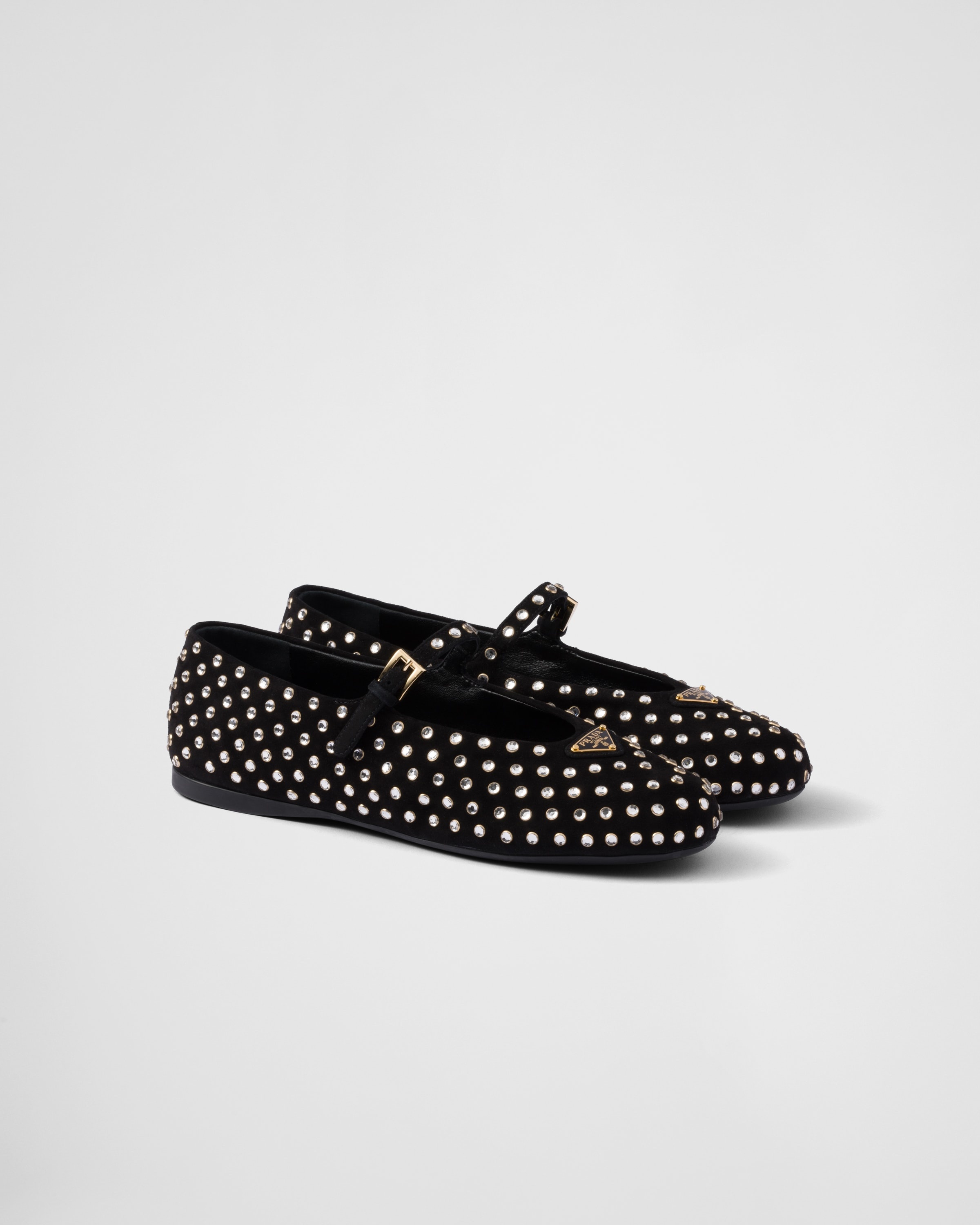 Suede ballerinas with crystals - 1