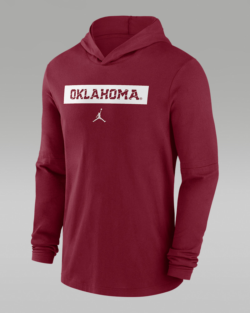 Oklahoma Sooners Sideline Men's Jordan Dri-FIT College Long-Sleeve Hooded Top 1