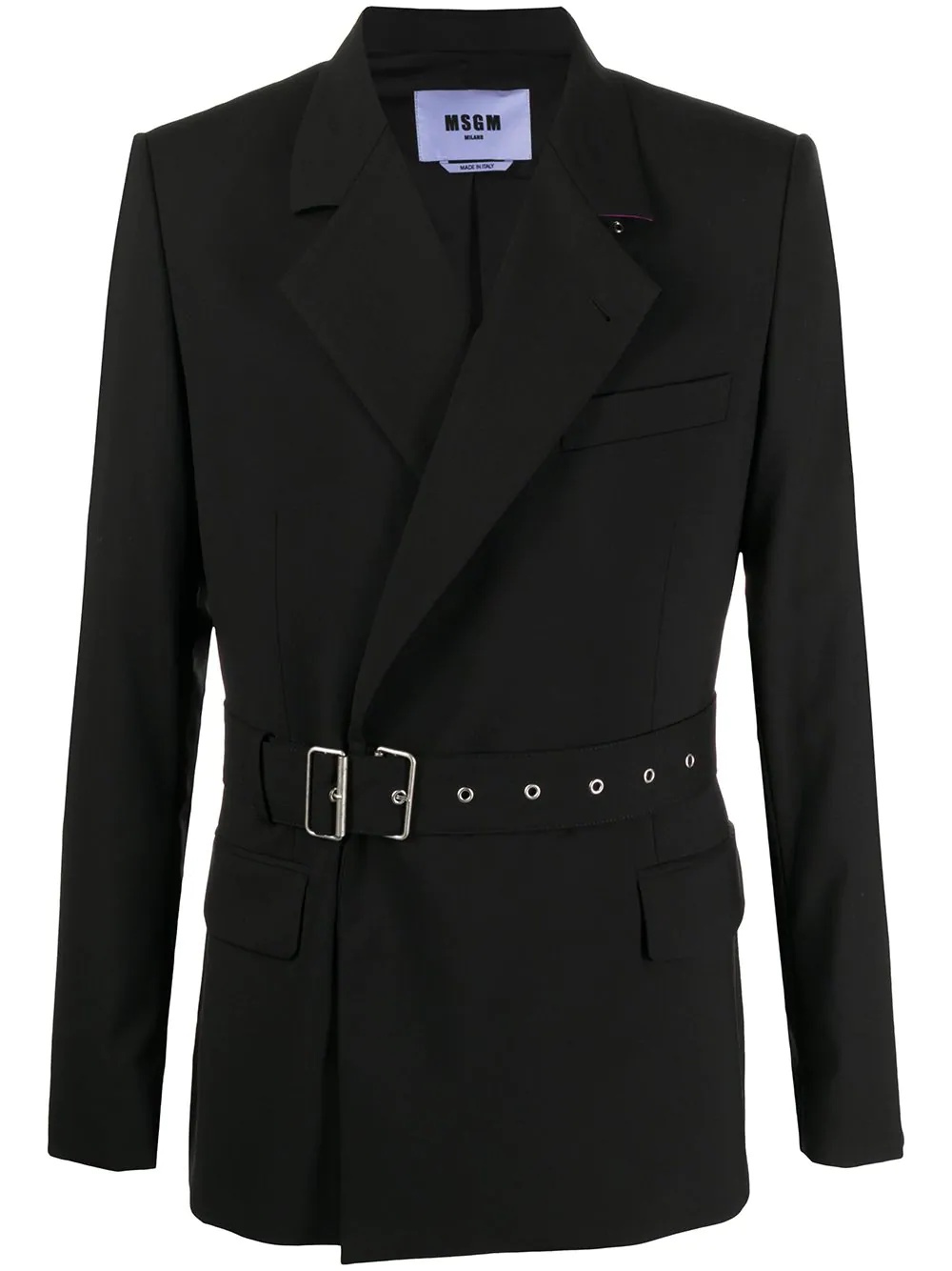 belted single-breasted blazer - 1