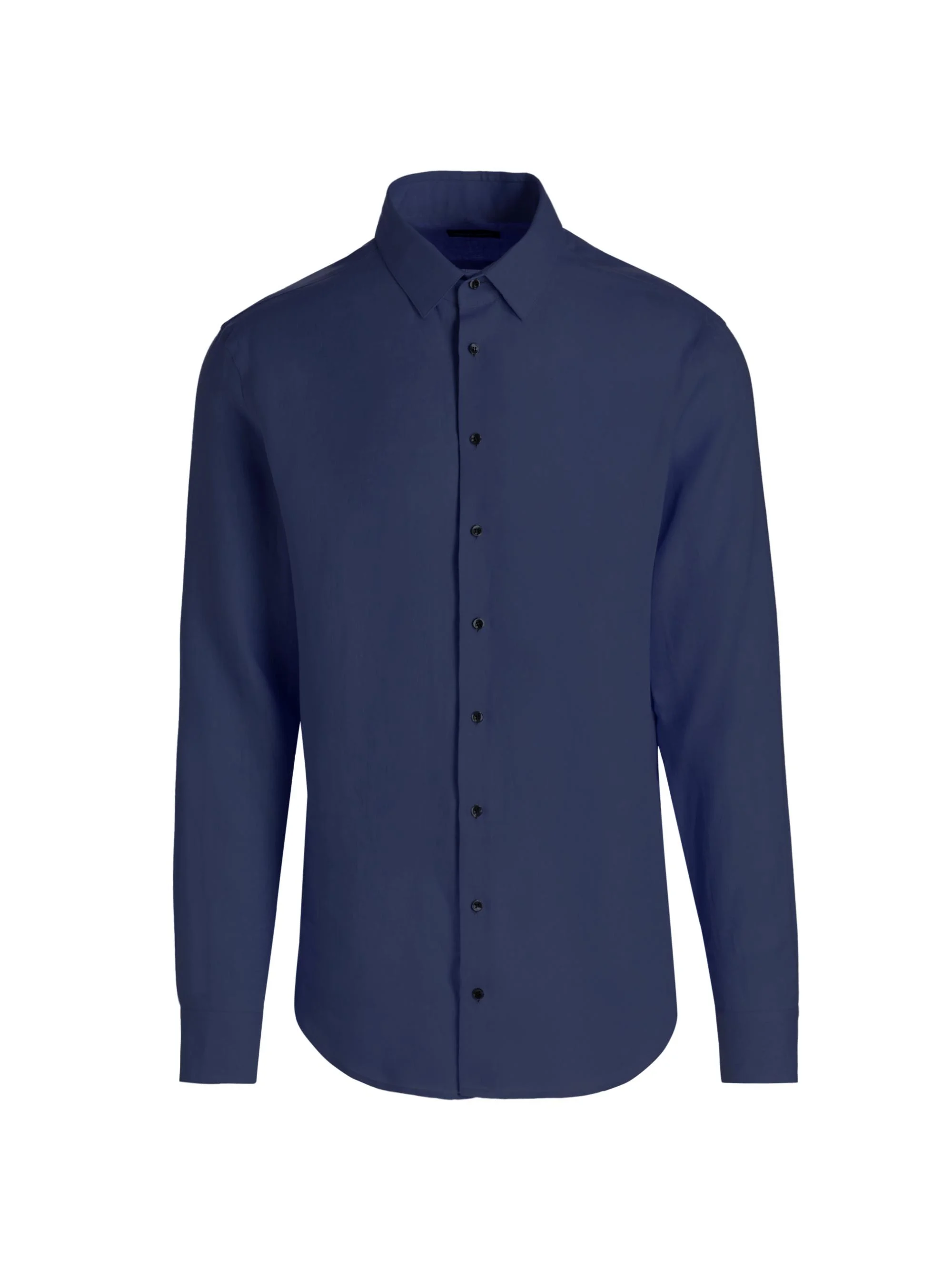 Men's Solid Linen Shirt - Solid Blue - 1