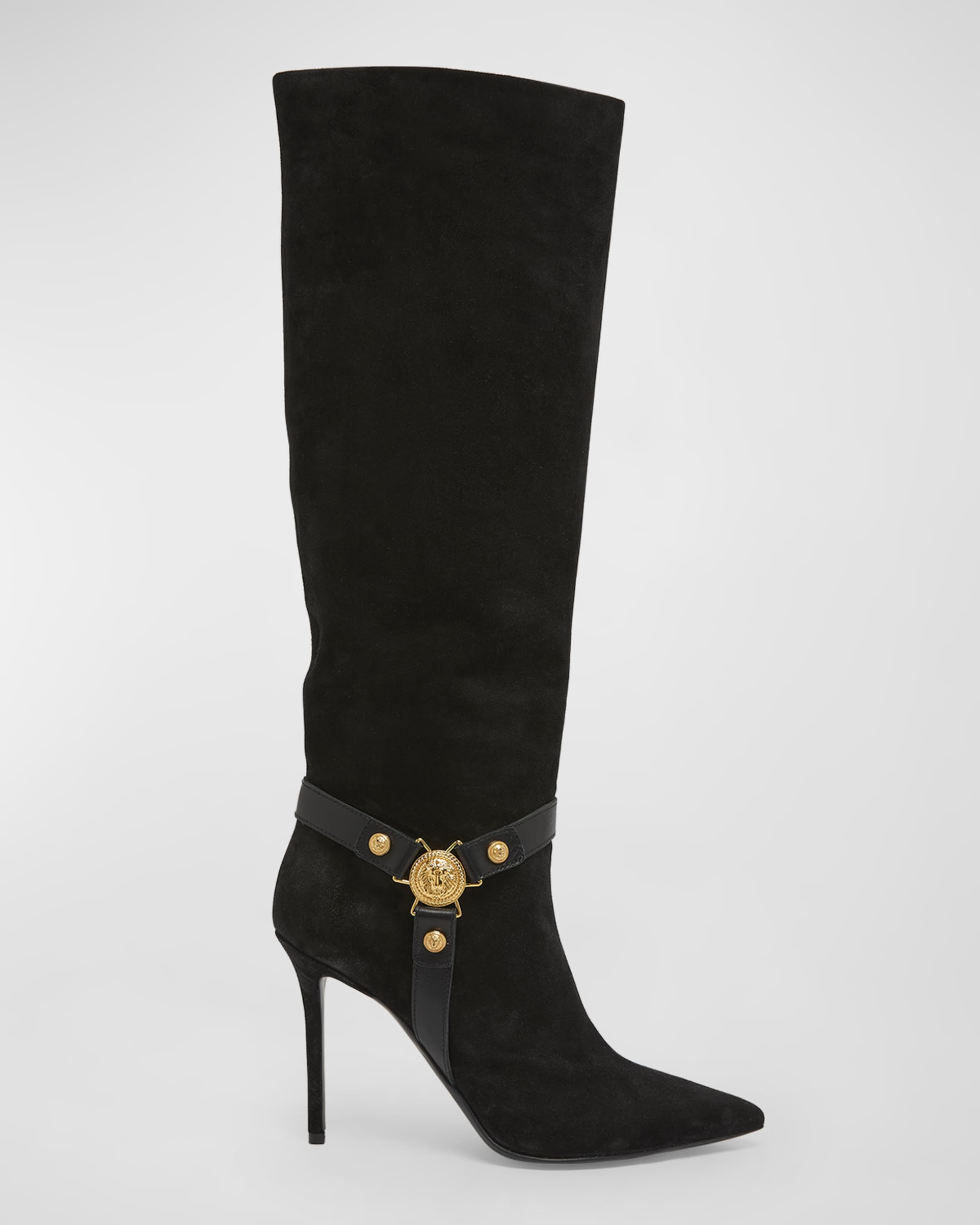 Eva Suede Harness Knee Boots - 1