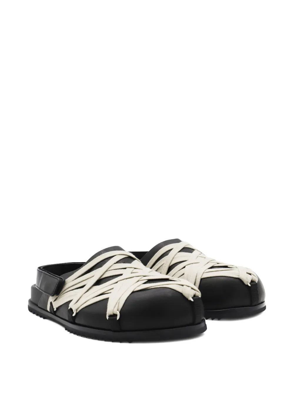 Rick Owens Men Leather Loafers With Crisscross Detail - 2