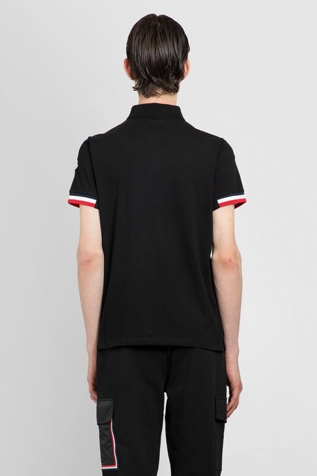 Moncler men's black logo polo shirt - 3