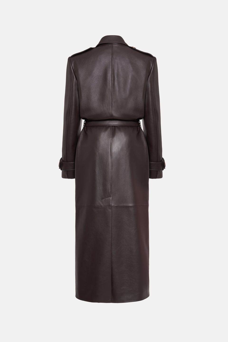 LEATHER DOUBLE BREASTED COAT WITH BELT - 2