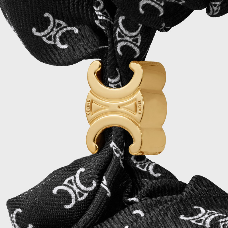 CELINE Celine Mini Triomphe Scrunchy in silk and Brass with Gold Finish outlook