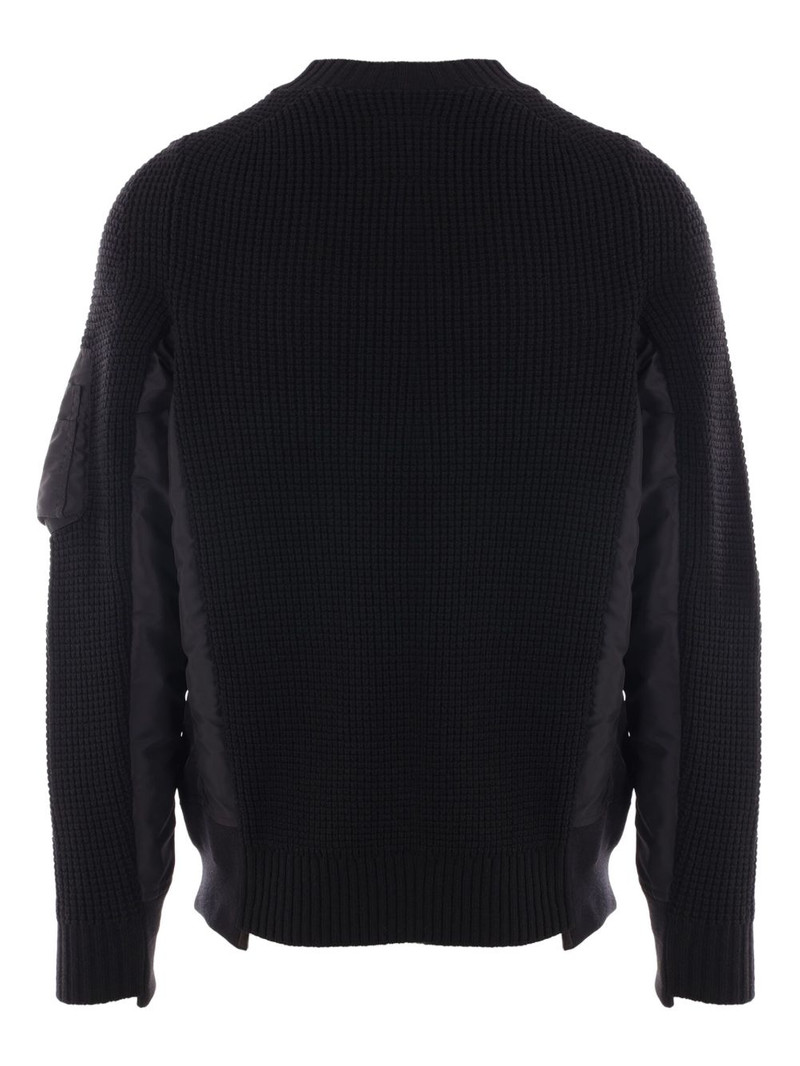 sacai panelled waffle-knit sweatshirt outlook