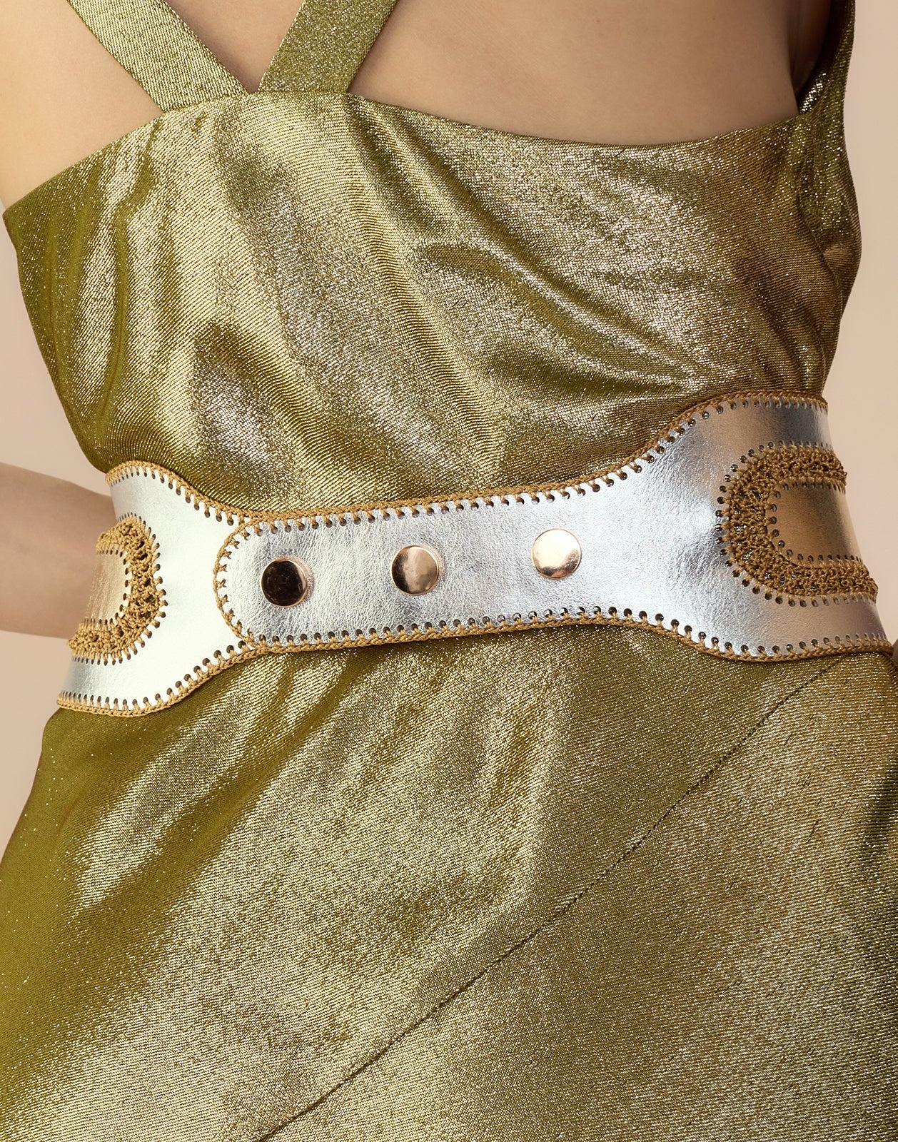 Metallic Vegan Leather Belt - 4