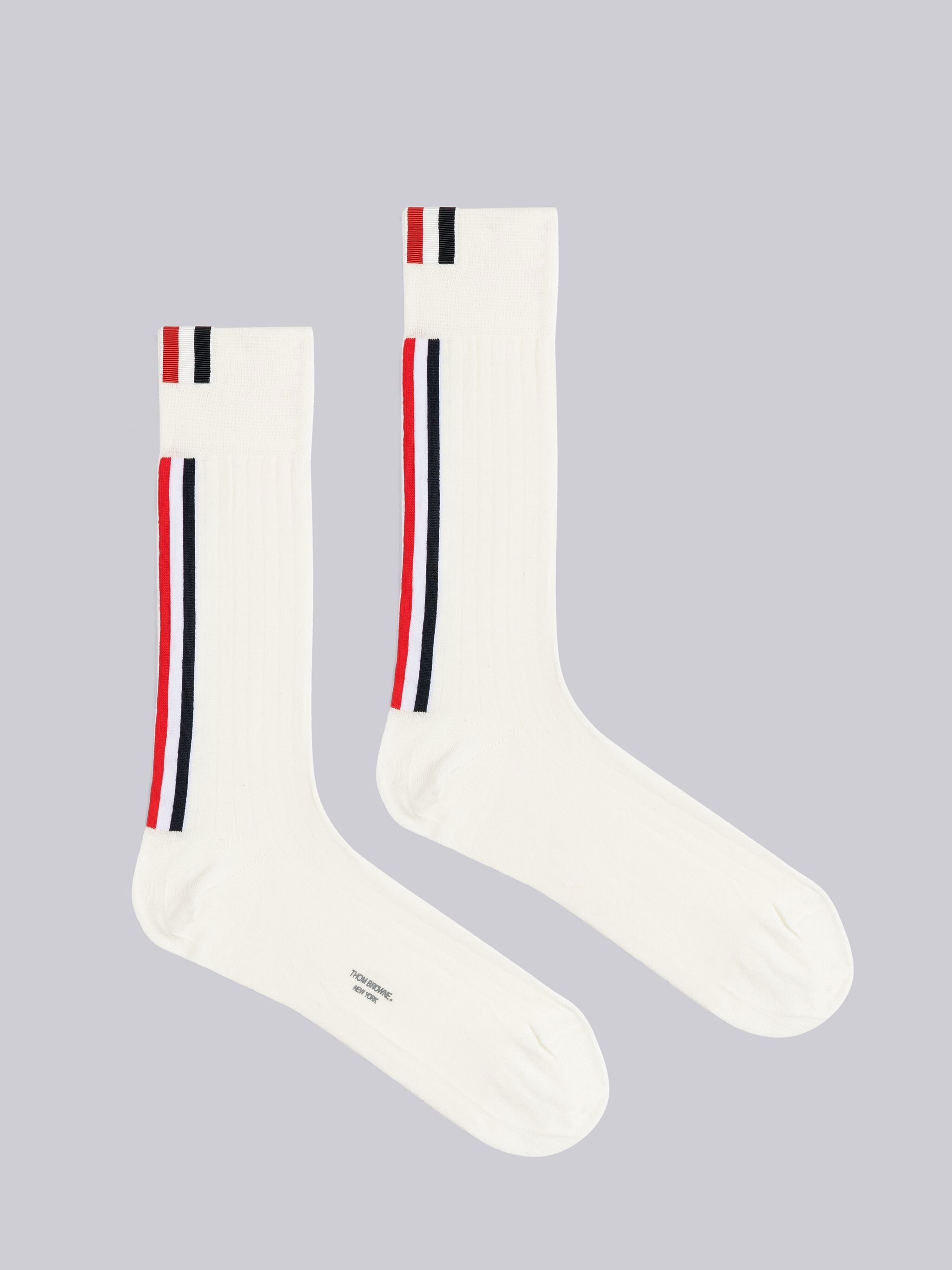 Rib Stitch Merino Stripe Mid Calf Socks - 1