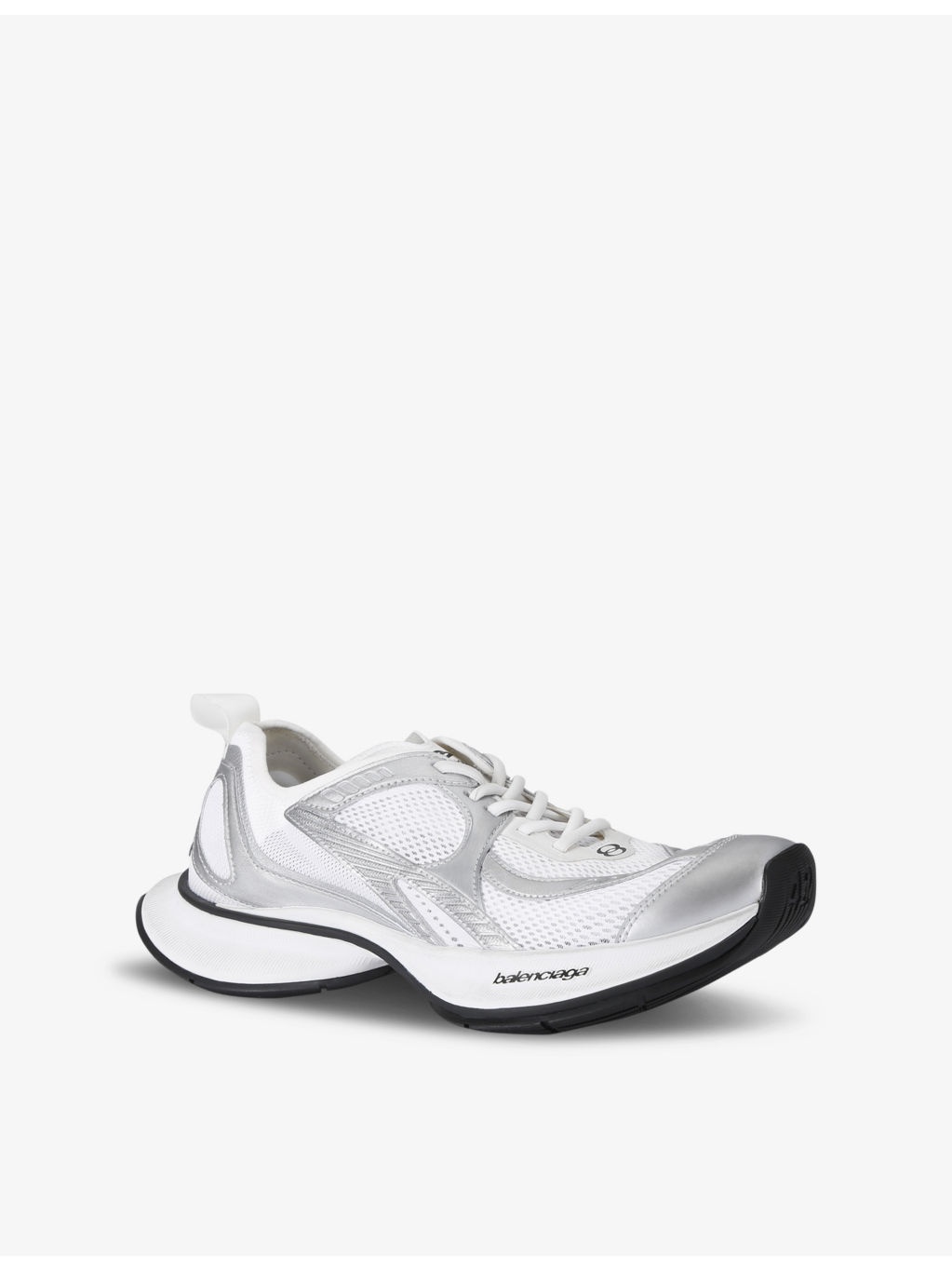 Circuit logo-embossed leather and mesh low-top trainers - 3