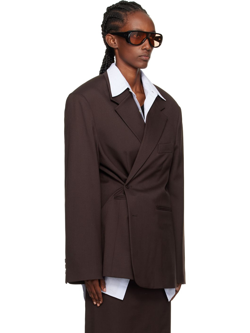 Brown Crosby Wrap Blazer - 2