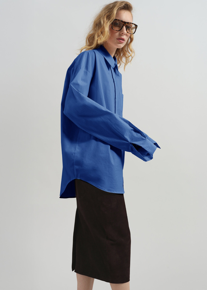 Ornella Side Button-Up Shirt - Cobalt 3