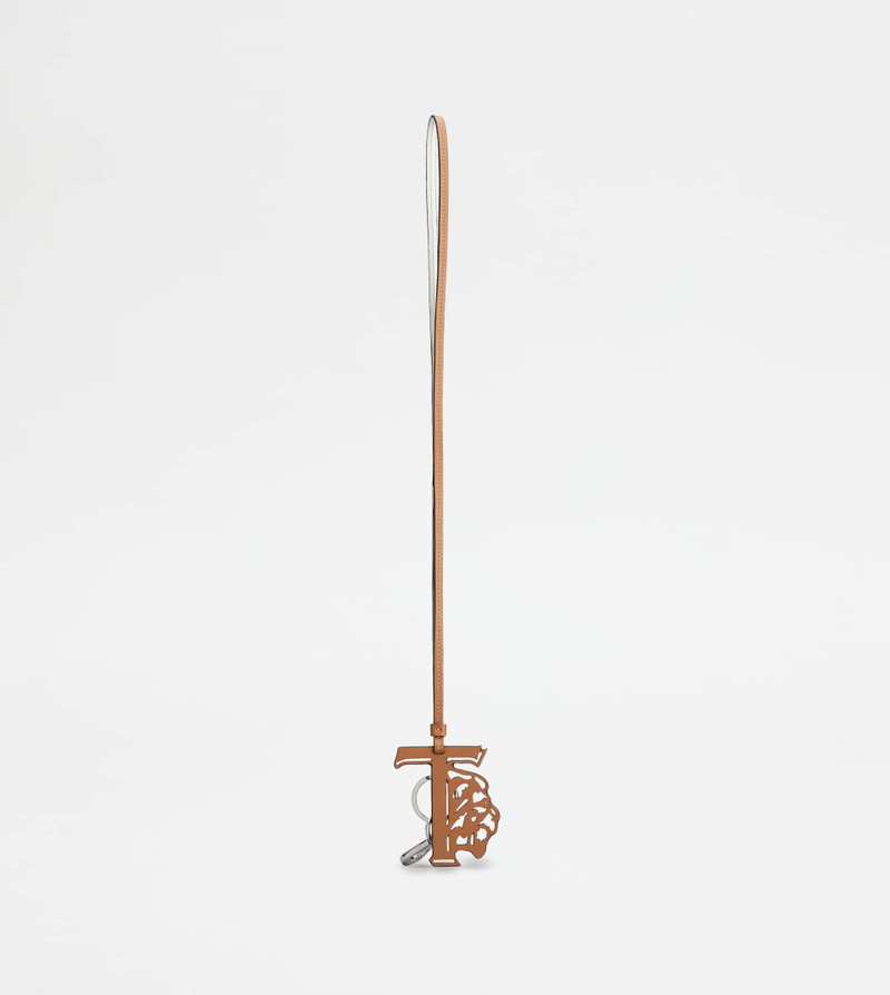 TOD'S KEY HOLDER IN LEATHER - BROWN, WHITE 1