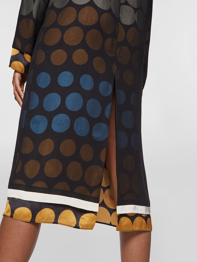 GEORGETTE SILK DRESS WITH LONG POP POIS PRINT LINING - 4
