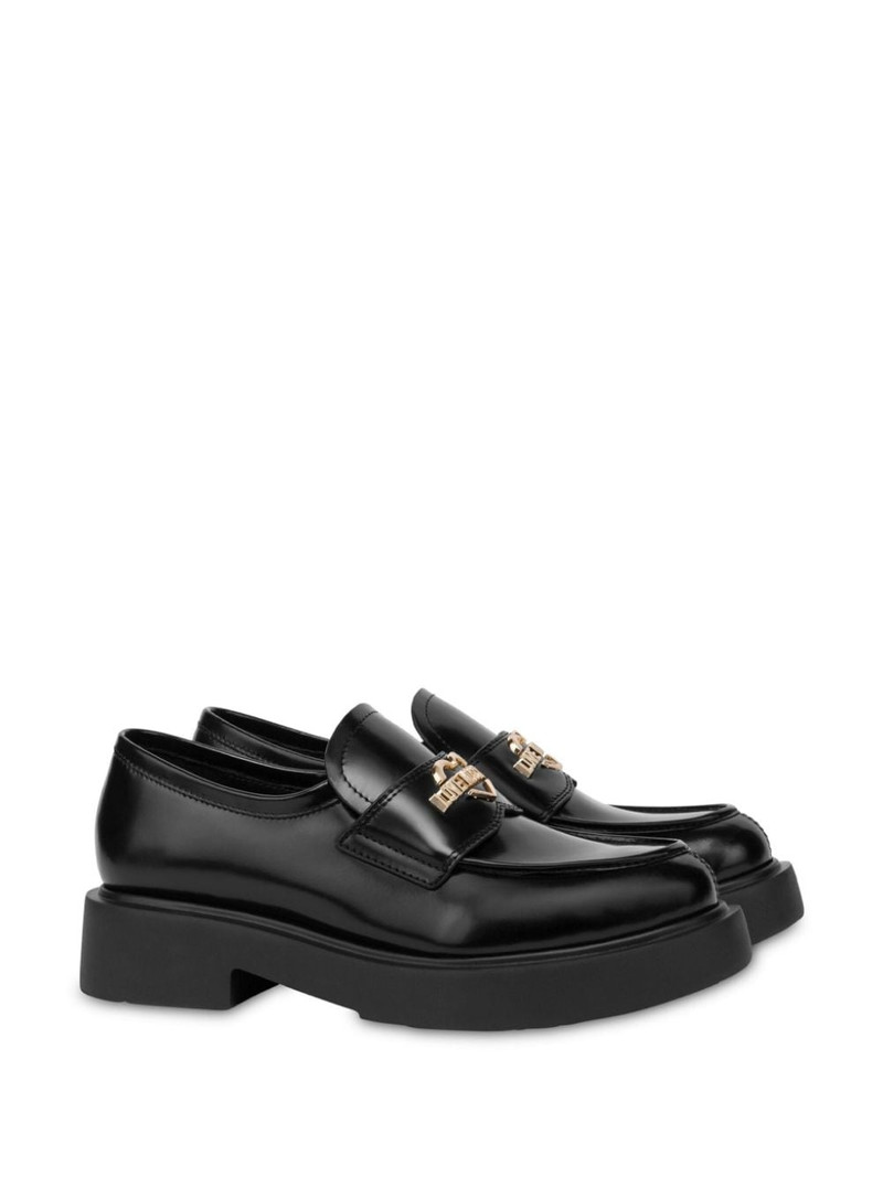 Moschino 35mm logo-plaque leather loafers outlook