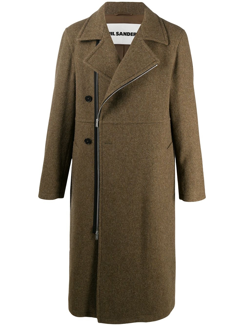 zip-fastening mid-length coat - 1