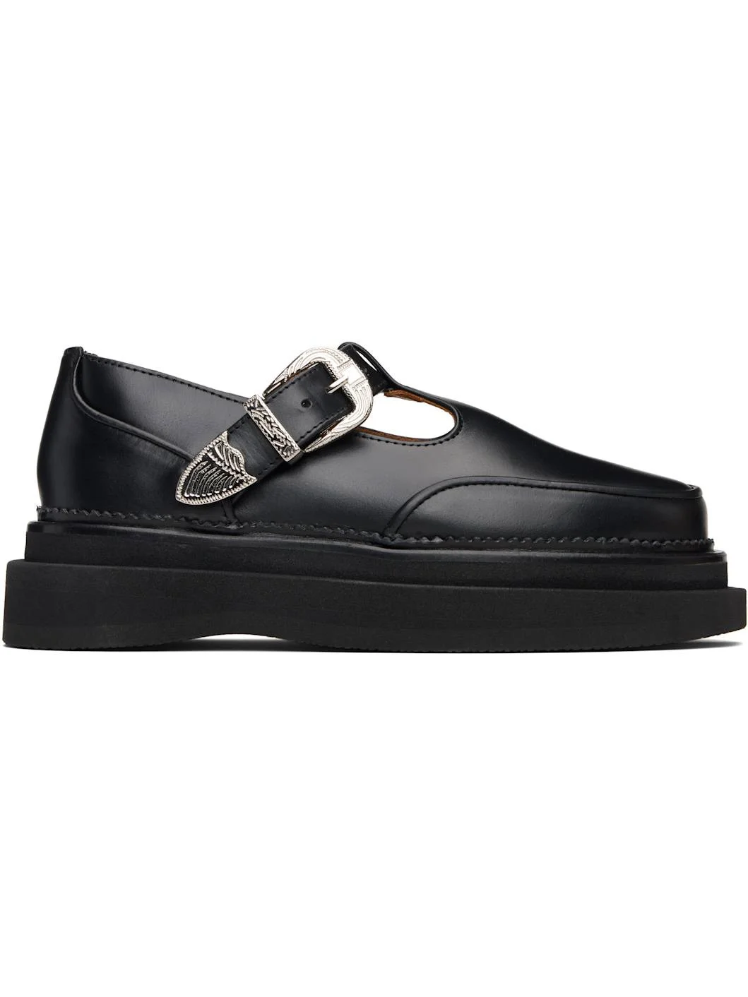 Black T-Bar Mary Jane Loafers - 1