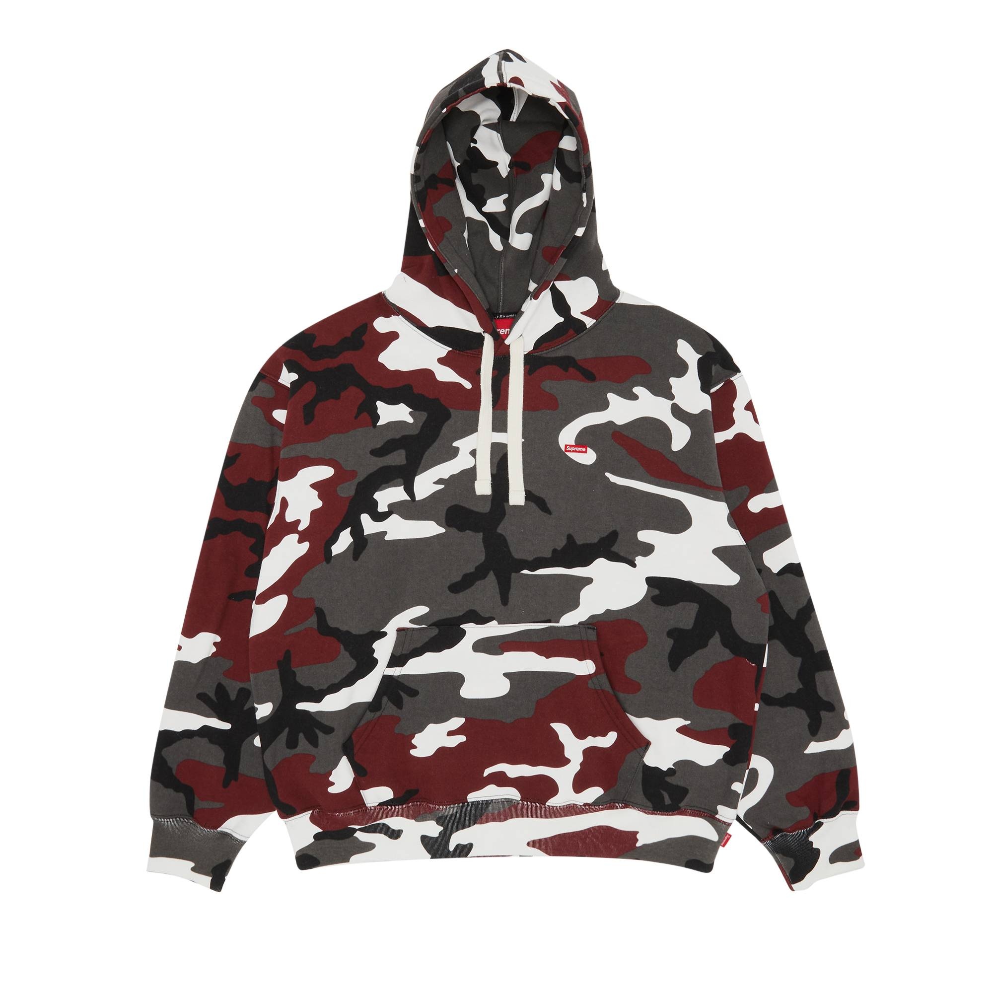 Supreme Small Box Drawcord Hooded Sweatshirt 'Red Camo' - 1