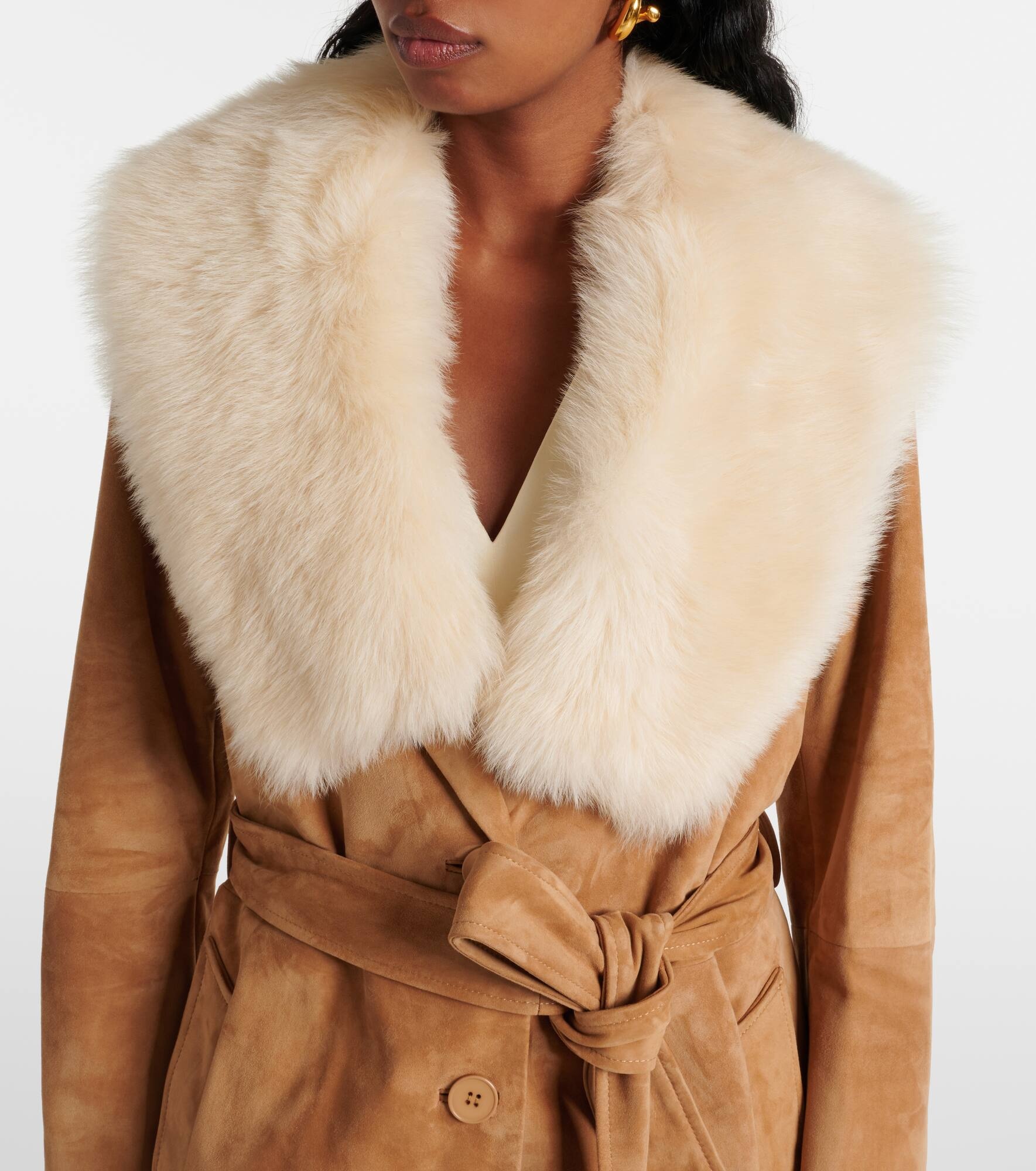 Dakota shearling-trimmed suede coat - 4