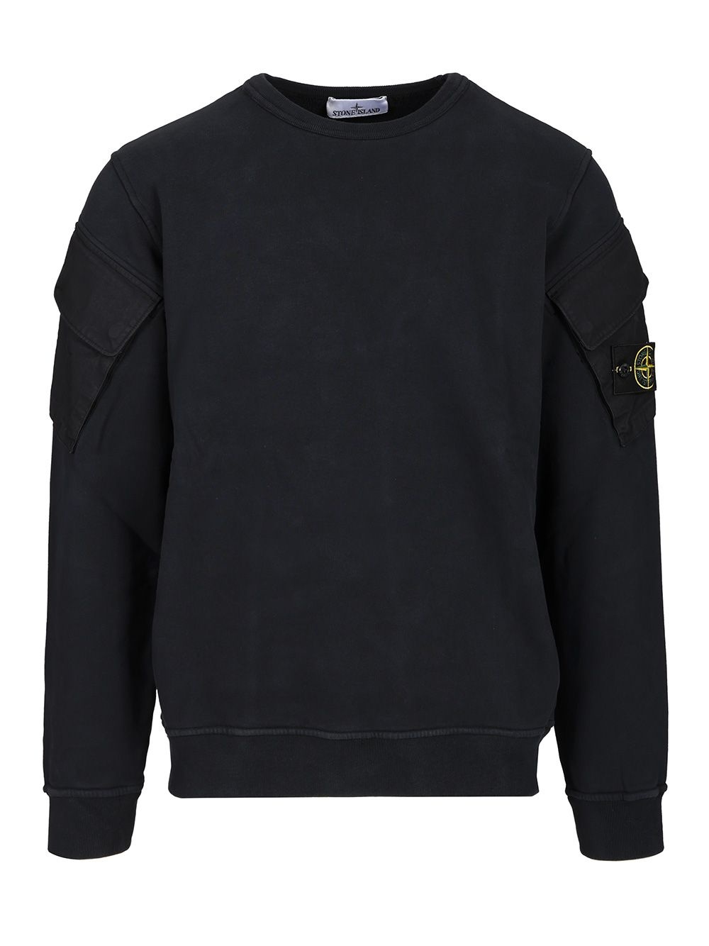 Crewneck Sweatshirt In Brushed Organic Cotton Sweatshirts Blue - 1