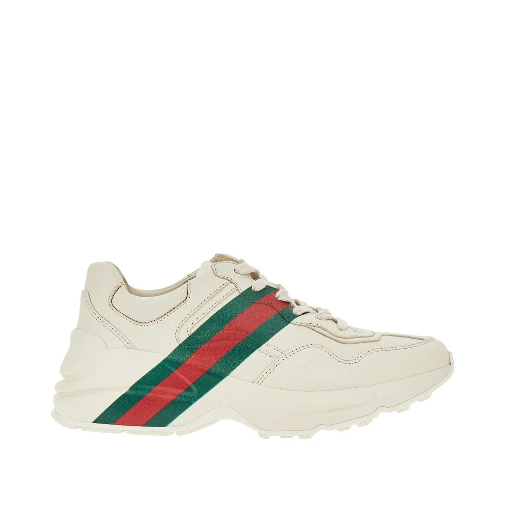 Gucci Rython Leather Sneakers Beige Women - 1