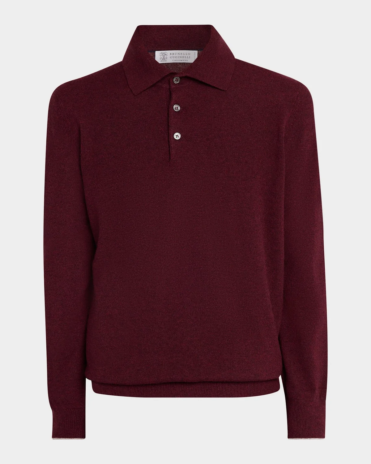 Men's Cashmere Knit Long-Sleeve Polo Shirt - 1