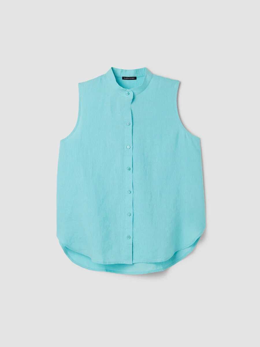 Organic Handkerchief Linen Sleeveless Shirt - 1