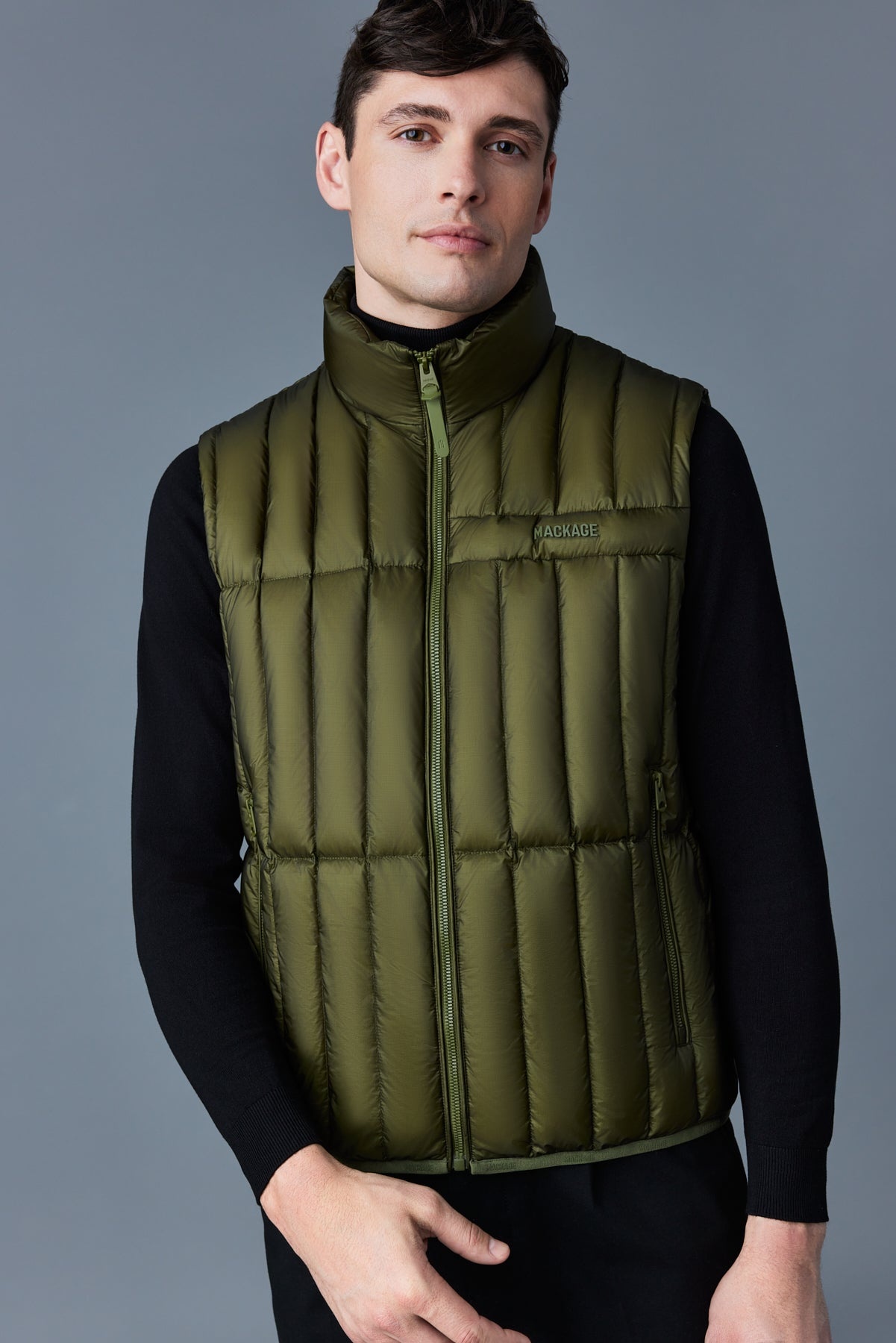 PATRICK Translucent ripstop light down vest with funnel collar - 5