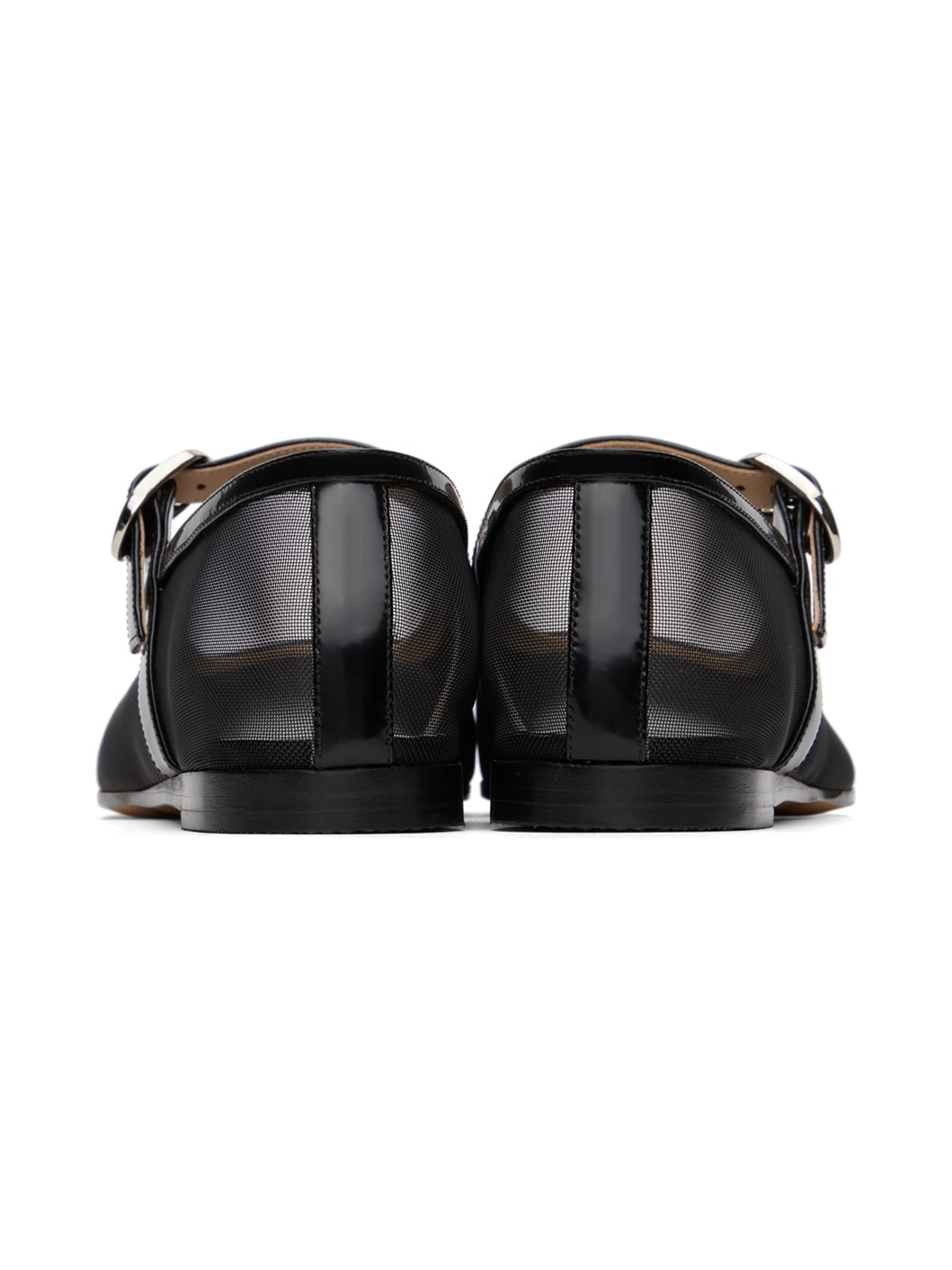 Black Mesh Mary Jane Ballerina Flats - 2