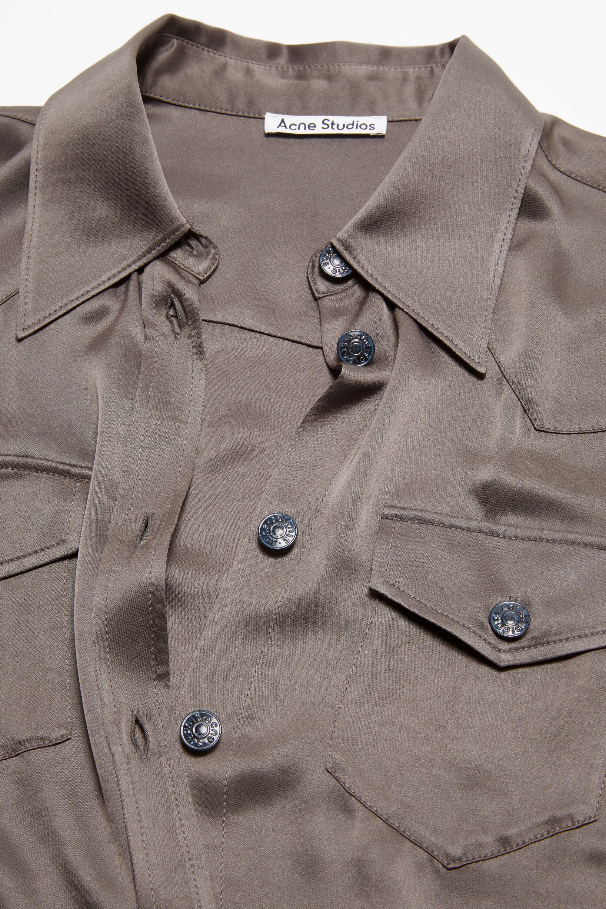 Satin button-up shirt - Cedar green - 5