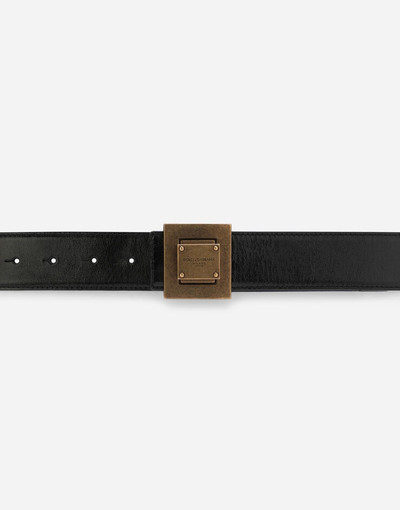 Dolce & Gabbana Mino calfskin belt with branded buckle outlook