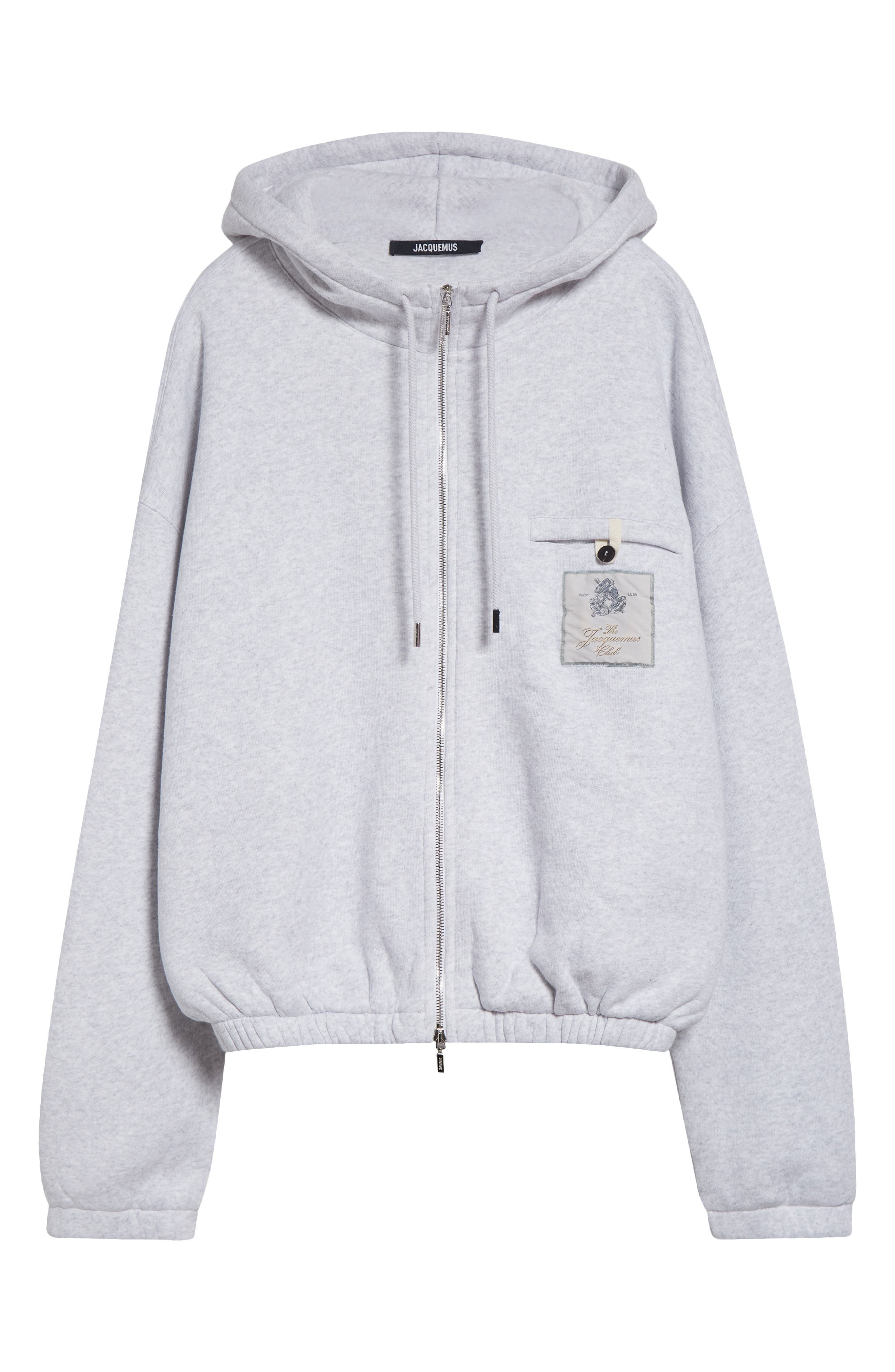 Jacquemus Le Hoodie Torneo Club Logo Patch Cotton Hoodie in Athletic Club Grey at Nordstrom - 6