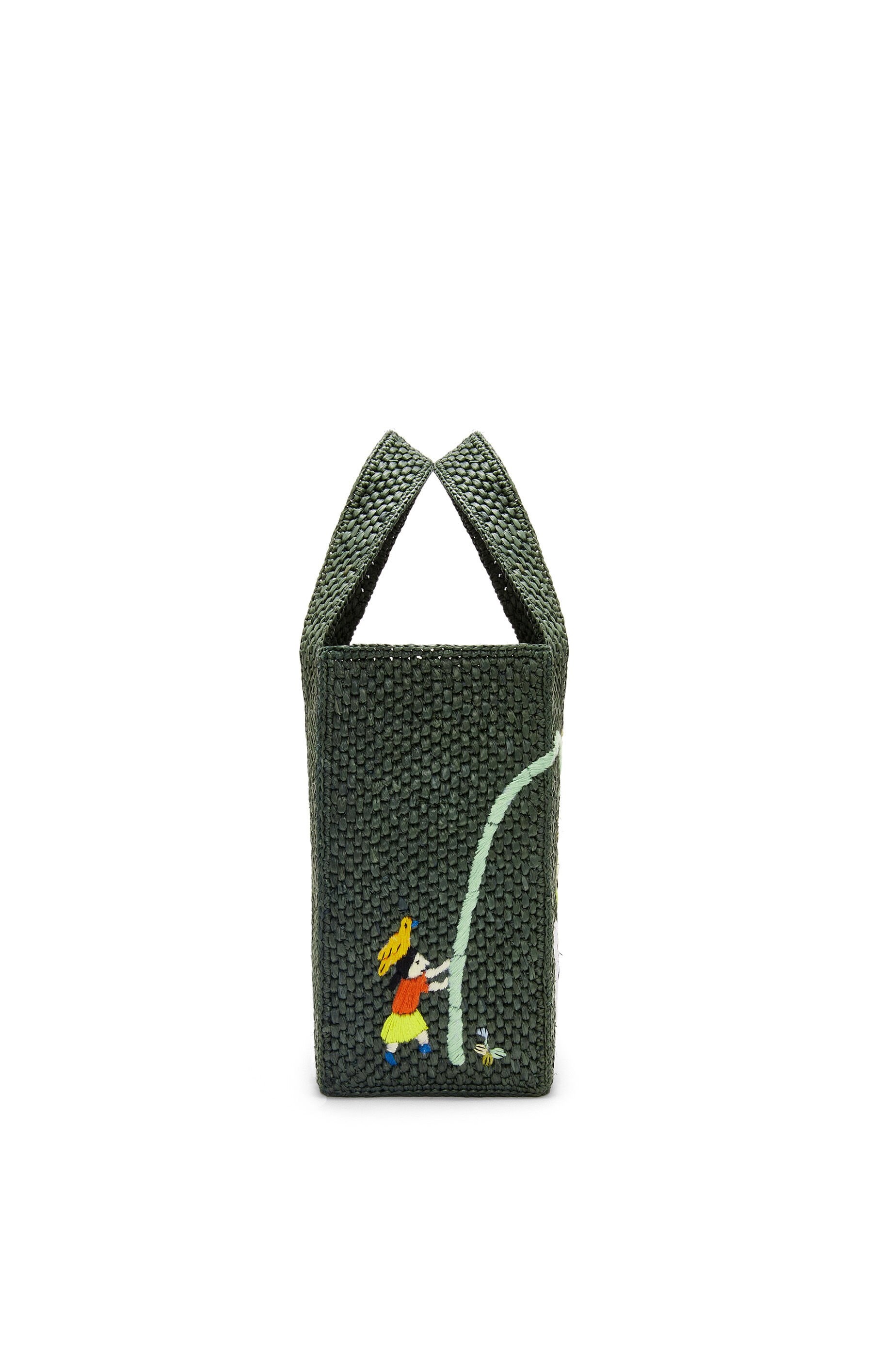 Panda small LOEWE Font tote in raffia - 4