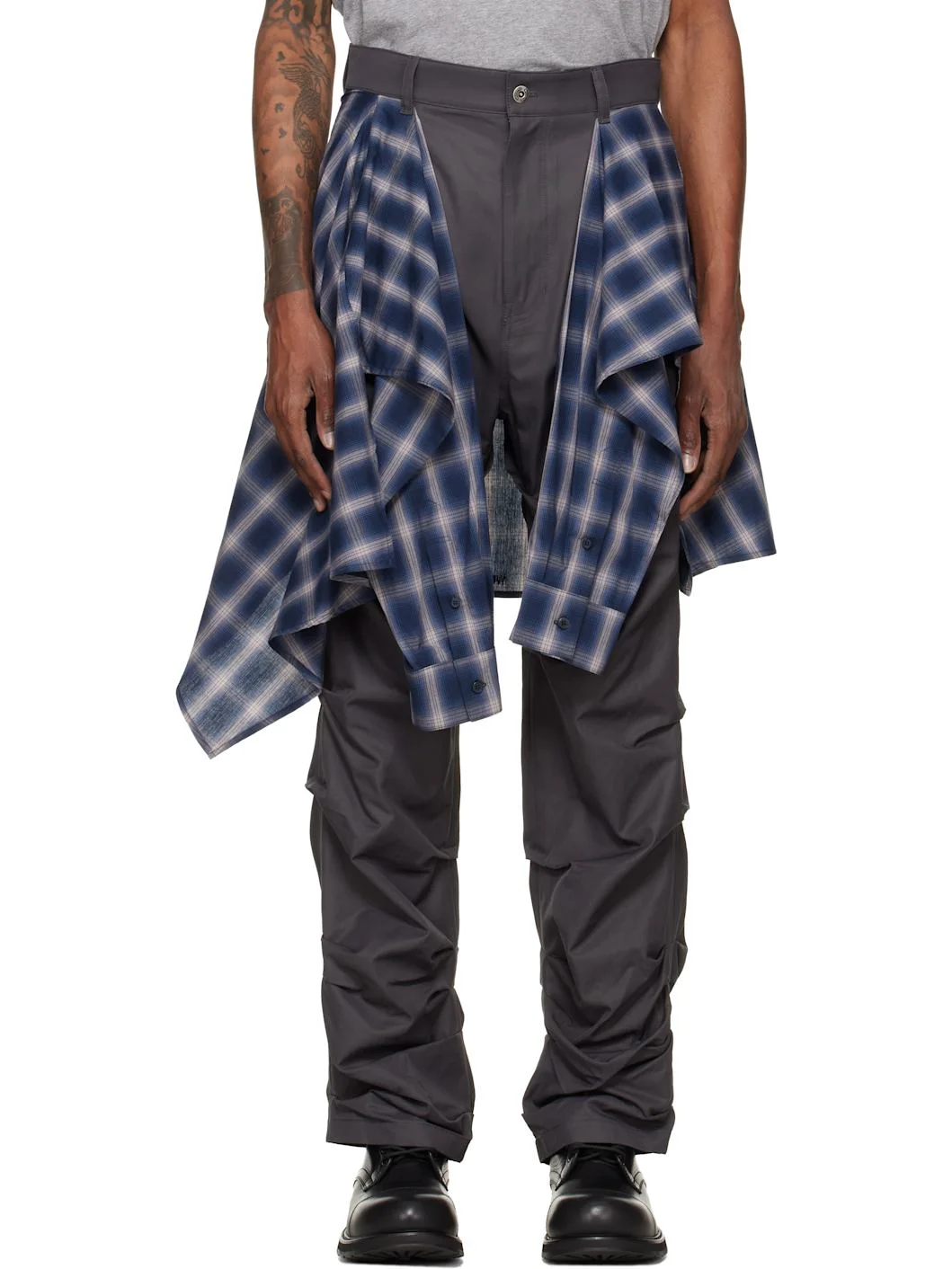 Gray Shirt Wrapped Trousers - 1