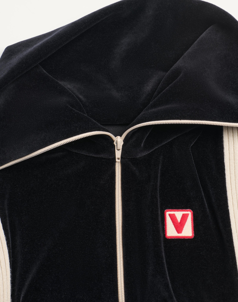 CHEZ VALENTINO TURTLENECK CHENILLE SWEATSHIRT WITH ZIPPER AND PATCH 3