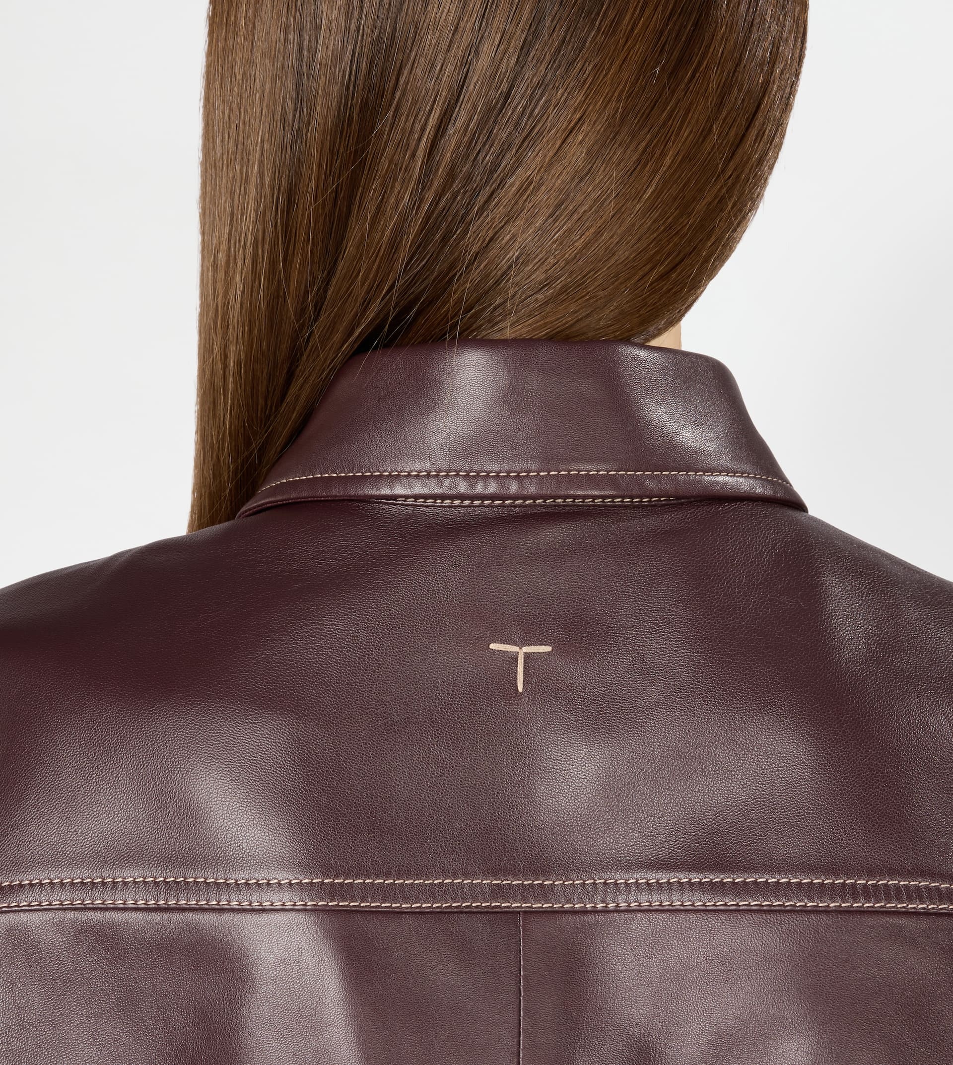 SHIRT IN LEATHER - BURGUNDY - 6