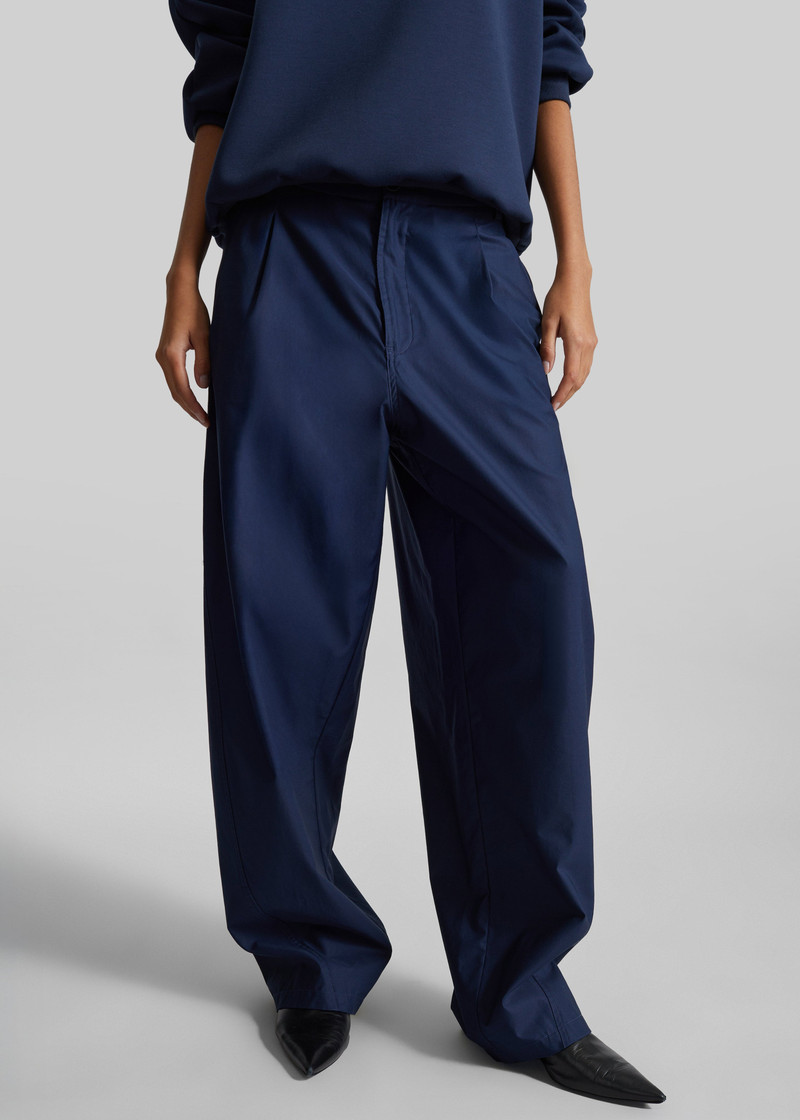 DARKPARK Darkpark Phebe Light Cotton Popeline Wide-Leg Pants - Blue Navy outlook